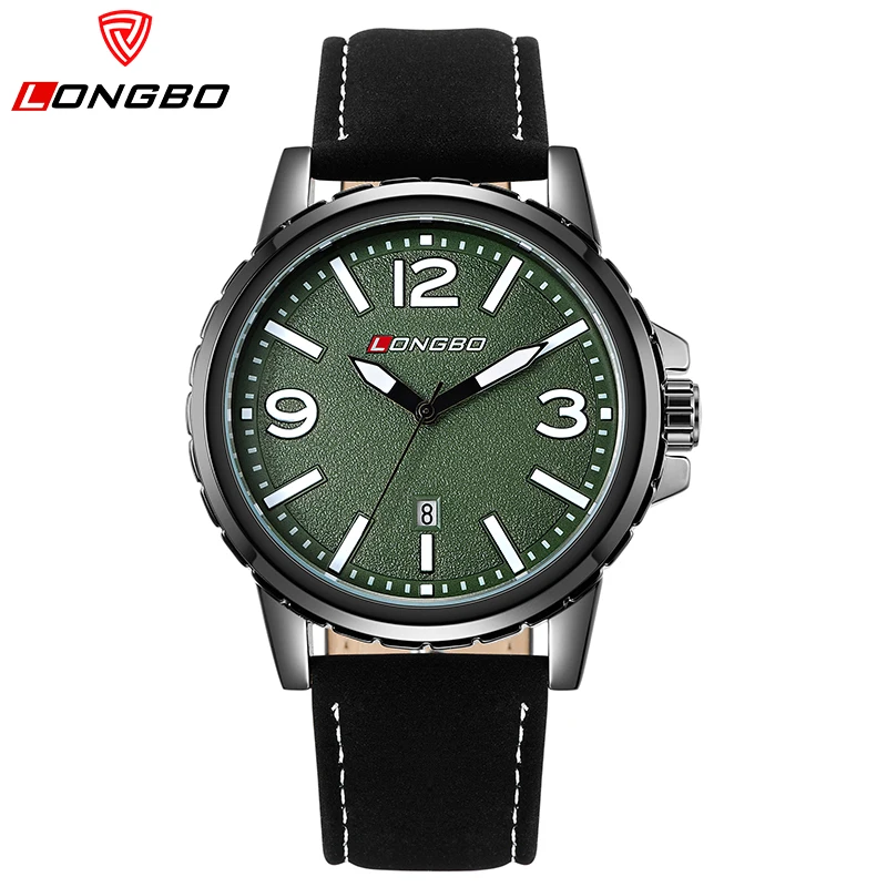 

LONGBO casual leather men's quartz watch Auto calendar Waterproof Sport Watch Simple and stylish men's business watch 80812G