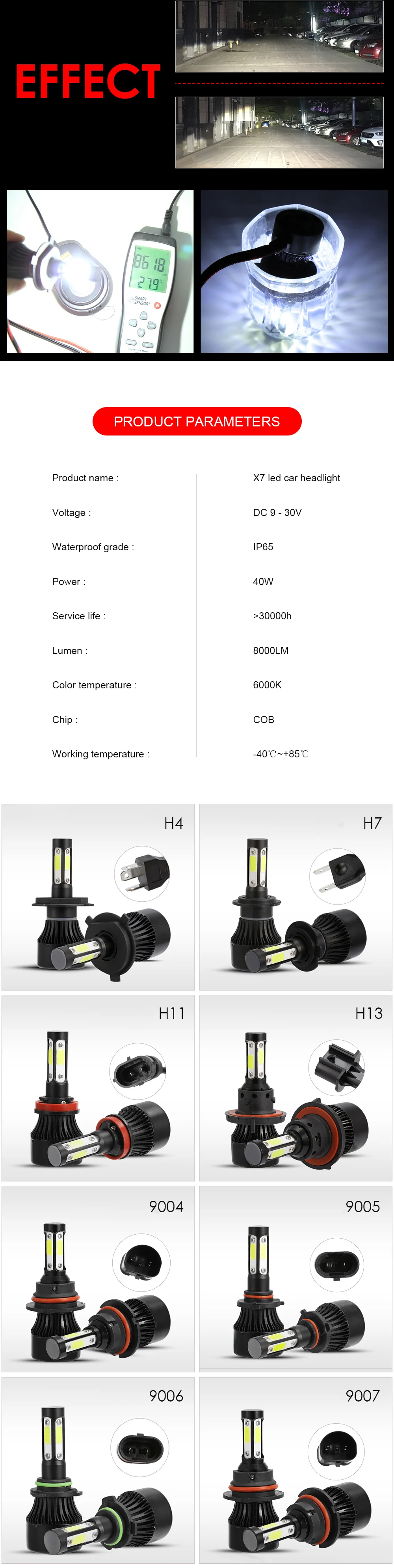 EURS 4 стороны COB 50 Вт 8000lm H4 Hi lo луч H7 H11 9005 HB3 9006 HB4 автомобильные светодиодный фар X7 автоматические светодиодные лампы фары светодиодный свет 12v 24v