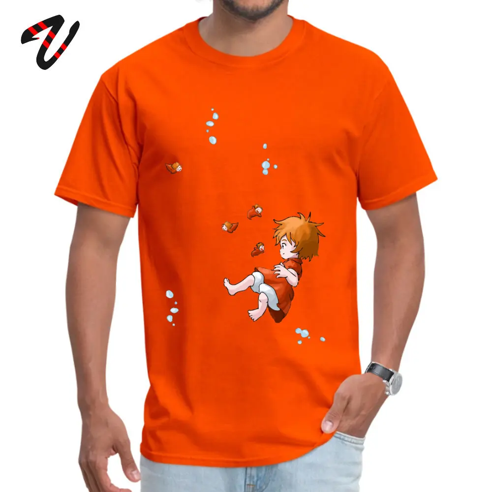 Ponyo Summer/Autumn 100% Cotton O Neck Tops T Shirt Short Sleeve Europe T Shirts Funky Casual T Shirts Drop Shipping Ponyo -17587 orange