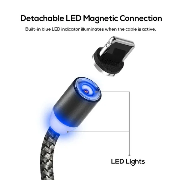 LED USB مغناطيسي صغير كابل نوع C النايلون كابل الشاحن ل فون 6 S 7 8 زائد هواوي P الذكية 2019 الهاتف المحمول الكابلات