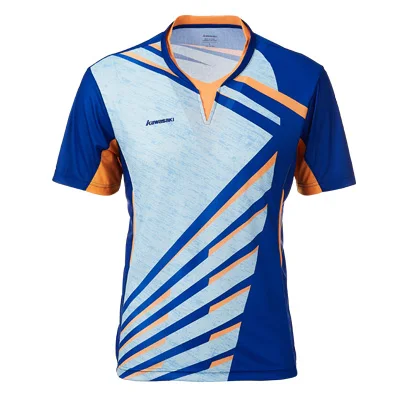 Настоящая мужская футболка Kawasaki с v-образным вырезом и короткими рукавами, футболки для бадминтона, теннисная футболка для мужчин, спортивная одежда для спорта на открытом воздухе, ST-T1013 - Цвет: Blue