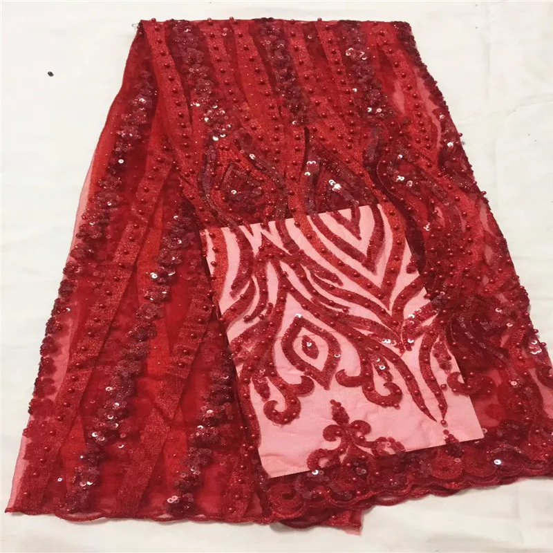 High Quality Nigerian Lace Fabrics 2019 African French Net Fabric Tulle Mesh With Beaded For Party BK003 | Дом и сад