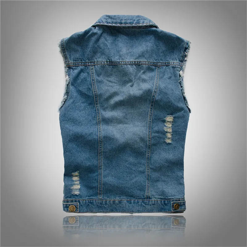 Plus Size 6XL Denim Vest Men Sleeveless Jackets Casual Waistcoat Men's Jean Coat Ripped Slim Fit Men Jacket Cowboy Spring Autumn Plus Size 6XL Denim Vest Men Sleeveless Jackets Casual Waistcoat Men's Jean Coat Ripped Slim Fit Men Jacket Cowboy Spring Autumn