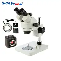 Luckyzoom 7X-45X Trinocular Stereo Zoom Microscope 5MP USB Camera 60LED Ring Light Mobile Phone Repair Microscopio Free Shipping