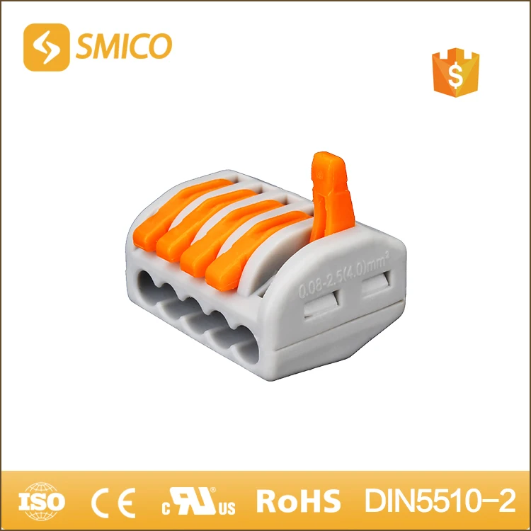 40pcs/lot SMICO WAGO 222-415(PCT215) Universal copper spring lever connector 5 pins electrical wire with 0.08-2.5mm2 | Обустройство