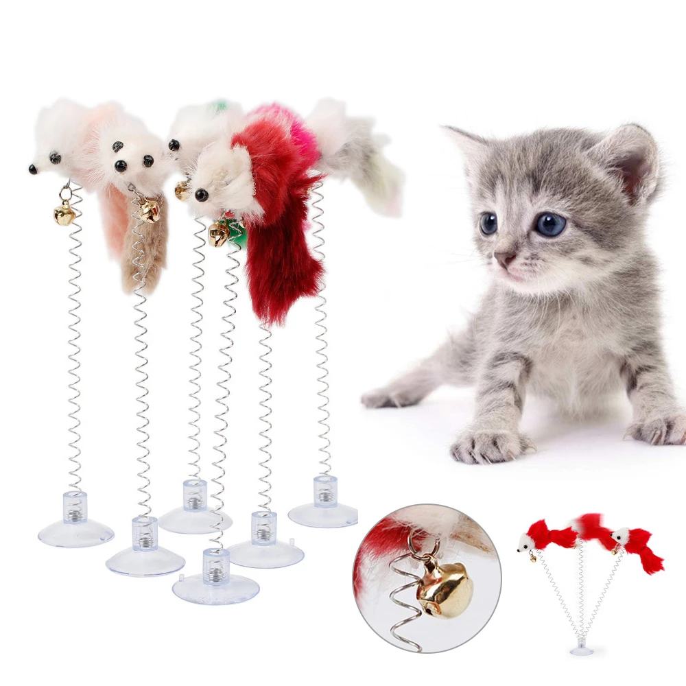 

1/3Pcs Funny Cat Toys Elastic Feather False Mouse Bottom Sucker Toys for Cat Kitten Playing Pet Seat Scratch Toy Pet Cat Product