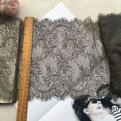 Dark grey 6 м/лот шириной 24 см черно-белое кружево, Швейные аксессуары ручной работы, свадебные платья, материалы для украшения дома, RS1012 - Цвет: Dark grey