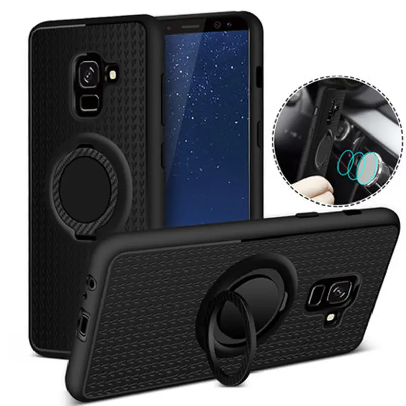 For Samsung Galaxy A5 A8 2018 Armor Case Car Magnetic Ring Holder Stand Silicone Coque For S8 S9 Plus S7 Edge Luxury Hard Fundas