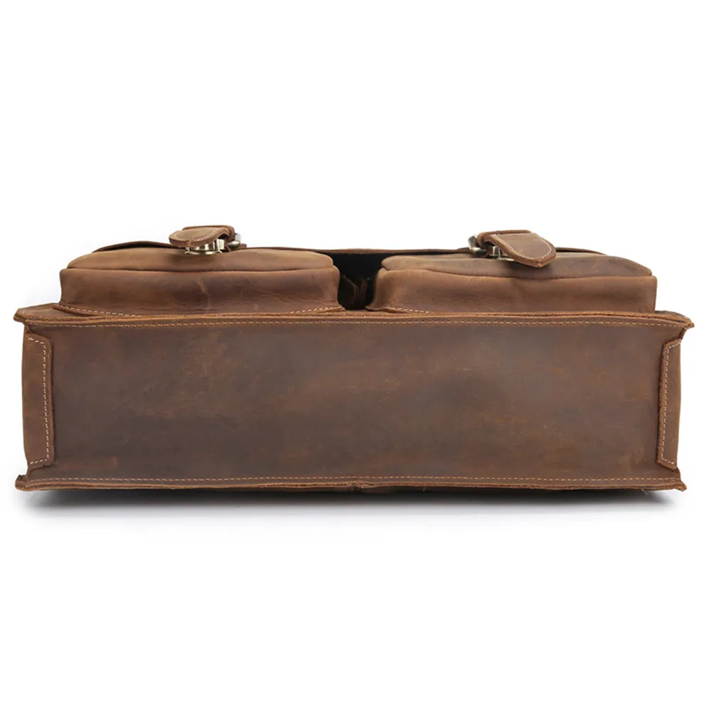 Подлинная кожаный деловой портфель для Для мужчин мужского плеча Crossbody 15,6 дюймовый ноутбук сумка Винтаж сумка-мессенджер портфельная сумка