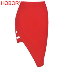 Боковое отверстие Красная Высокая талия Новое поступление Модная сексуальная Высококачественная Женская повязная юбка
