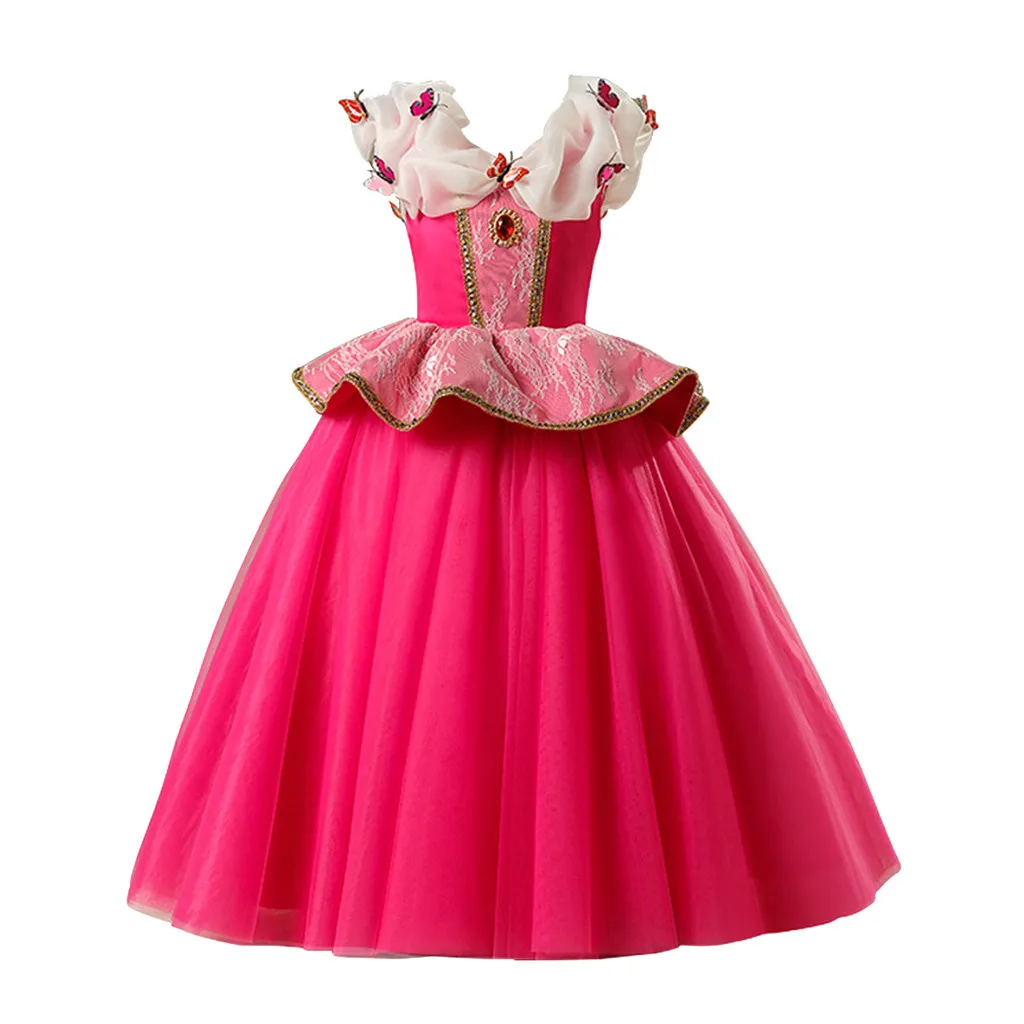 

Princess Dresses Toddler Baby Kids Girls Ruffles Tullee 3D Butterfly Party Cos Princess Dress Kids 2019 vestido infantil
