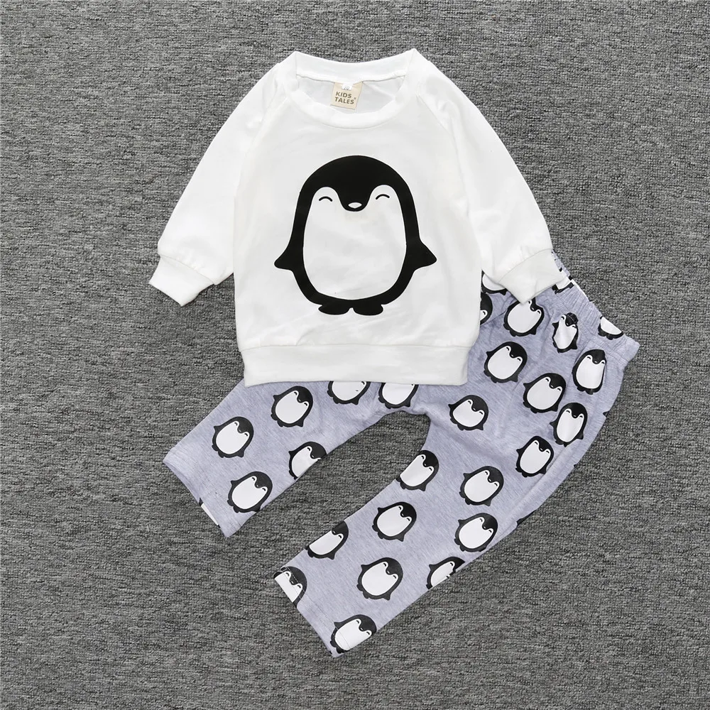 Новые 2 шт. Одежда для новорожденных мальчиков и девочек, футболки, топы+ штаны, костюмы SY151