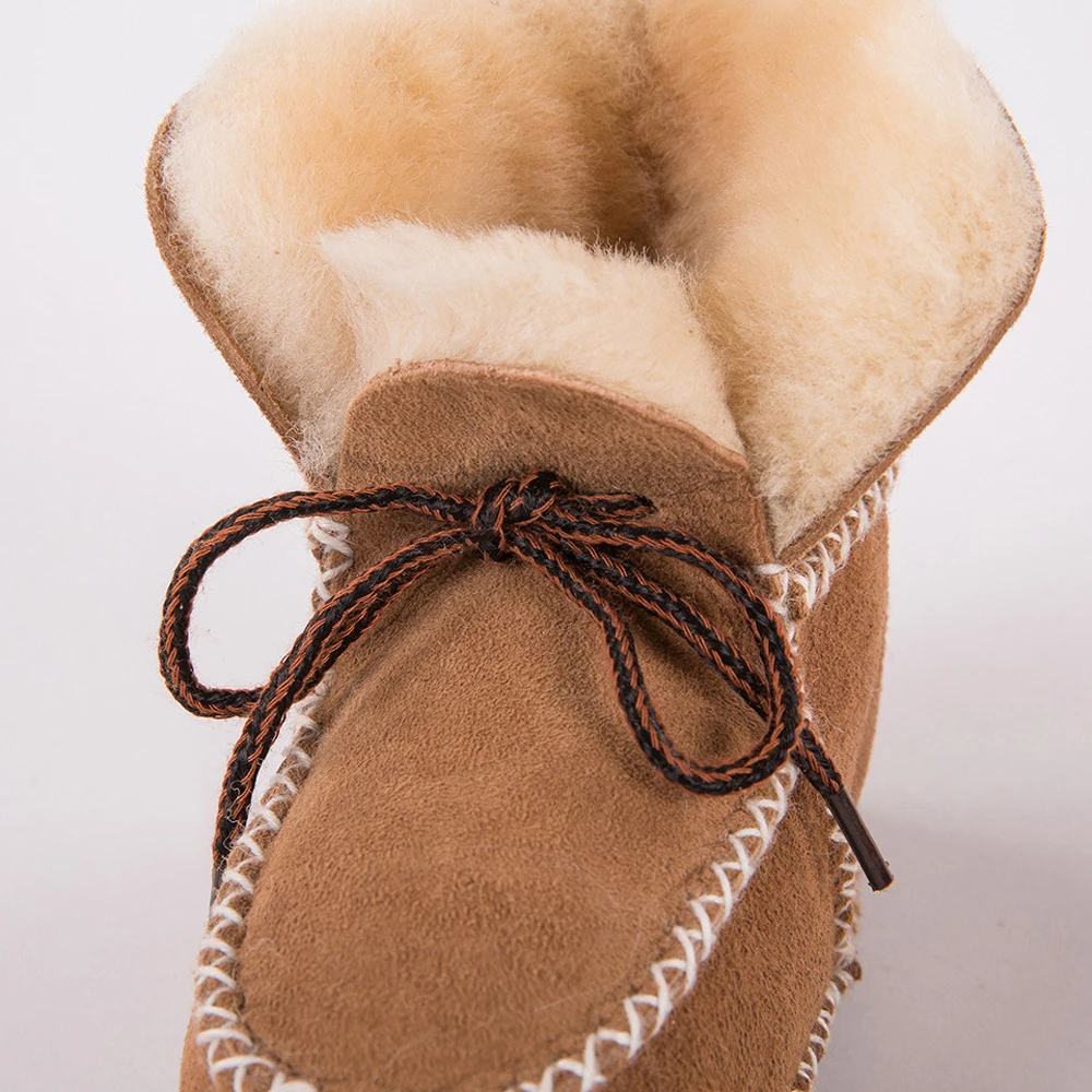 Зимняя детская обувь; теплые ботиночки из овечьей кожи для маленьких мальчиков и девочек; шерстяная Меховая детская обувь; Мокасины младенческие; ботиночки