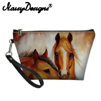 

Noisydesigns Make Up Bag Cosmetic Functional Bag for Women Professional Makeup Case 3D Crazy Horse Print Vanity Case Toilet