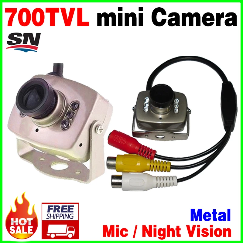 Very mini! 6Led Night Vision HD cmos 700TVL small CCTV Camera AV Audio MIC Metal monitoring products Surveillance micro vidicon camera : image Very mini! 6Led Night Vision HD cmos 700TVL small CCTV Camera AV Audio MIC Metal monitoring products Surveillance micro vidicon camera