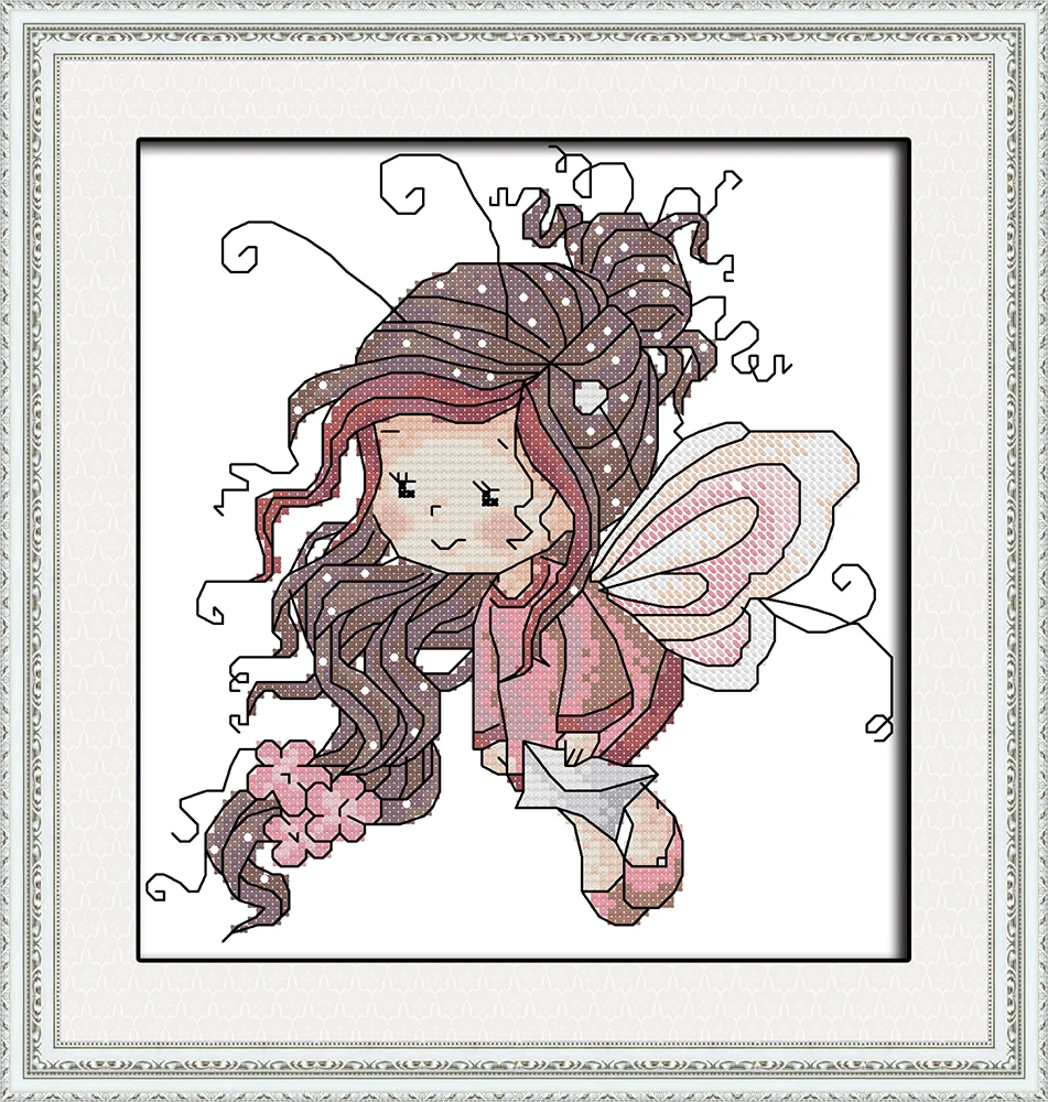 

China Cross Stitch 11CT 14CT Print Cross Stitch Brand Embroidery Small Embroidery Cartoon Animal Embroidery Butterfly fairy