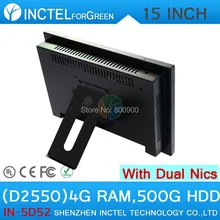 All in one desktop pc with 5 wire Gtouch 15 inch LED touch 4G RAM 500G HDD Dual 1000Mbps Nics