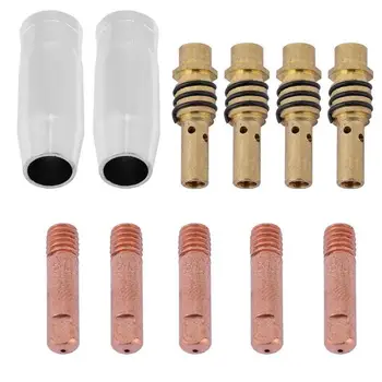 

11 stks 15AK Nozzle Contact Tip 0.030 Gas Diffuser MIG Welder Consumable Welding Tool Fit voor 15AK Lastoorts Nieuwe Hand Tool