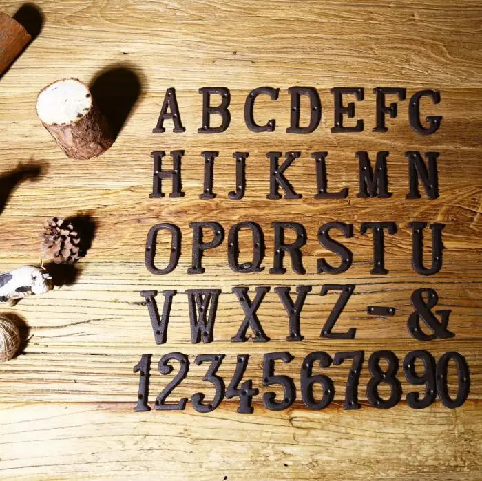 Металлические буквы цифры чугунные украшения знак на дом Дверная панель DIY кафе стены Лидер продаж