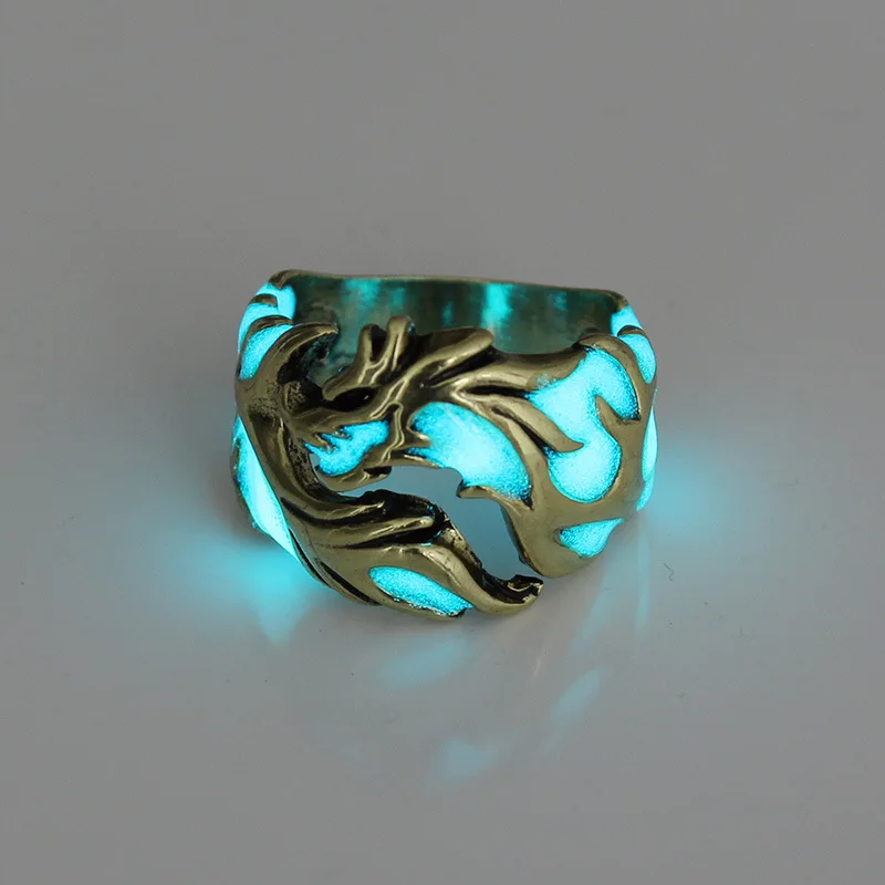 2018 Mens Ring Luminous Dragon Rings for Men Women Glow In The Dark Male Jewelry 4 colors | Украшения и аксессуары