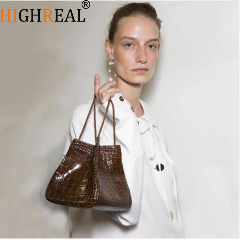 

HIGHREAL Unique Crocodile Pattern retro Design Style Handbags 2019 New Catwalk Models Fashion Shoulder Bag Handbag