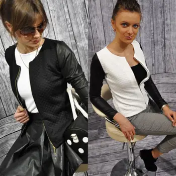 

Womens Winter Quilted Retro Padded Bomber Jacket Check Vintage Zip Up Biker Coat