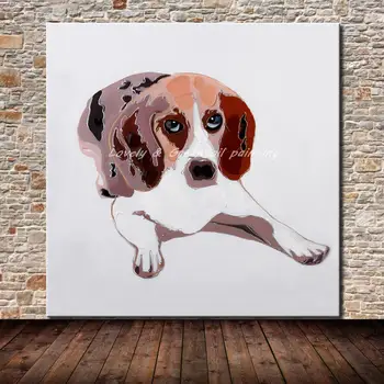 

Mintura Hand Painted Colourful Cartoon Animal Cute Funny Dog Wall Picture Decorative Canvas Oil Paintings Pop Art For Home Decor