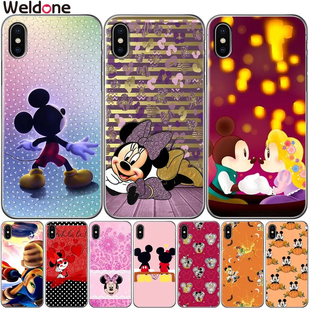 

Cute cartoon Minnie Mickey Mouse Case Cover For iPhone XS Max XR X 7 6 6s 8 Plus xs 5 5S SE minnie Phone Cases Covers Etui