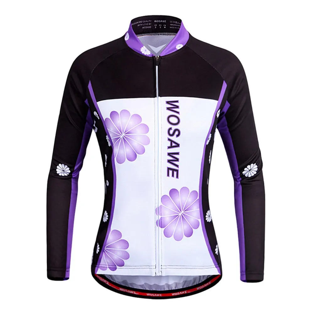 WOSAWE Breathable Women Long Sleeve Cycling Jerseys MTB Road Bike