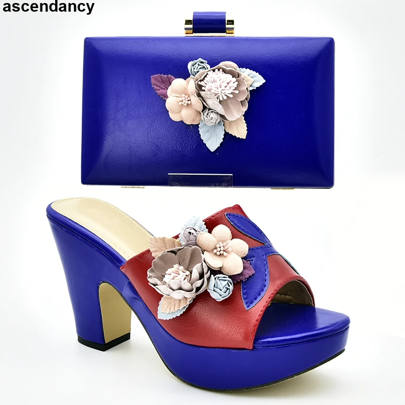 

New Italian Shoes with Matching Bags for Women Nigerian Women Party Shoes and Bag Set with Rhinestone Plus Size Shoes Women Heel