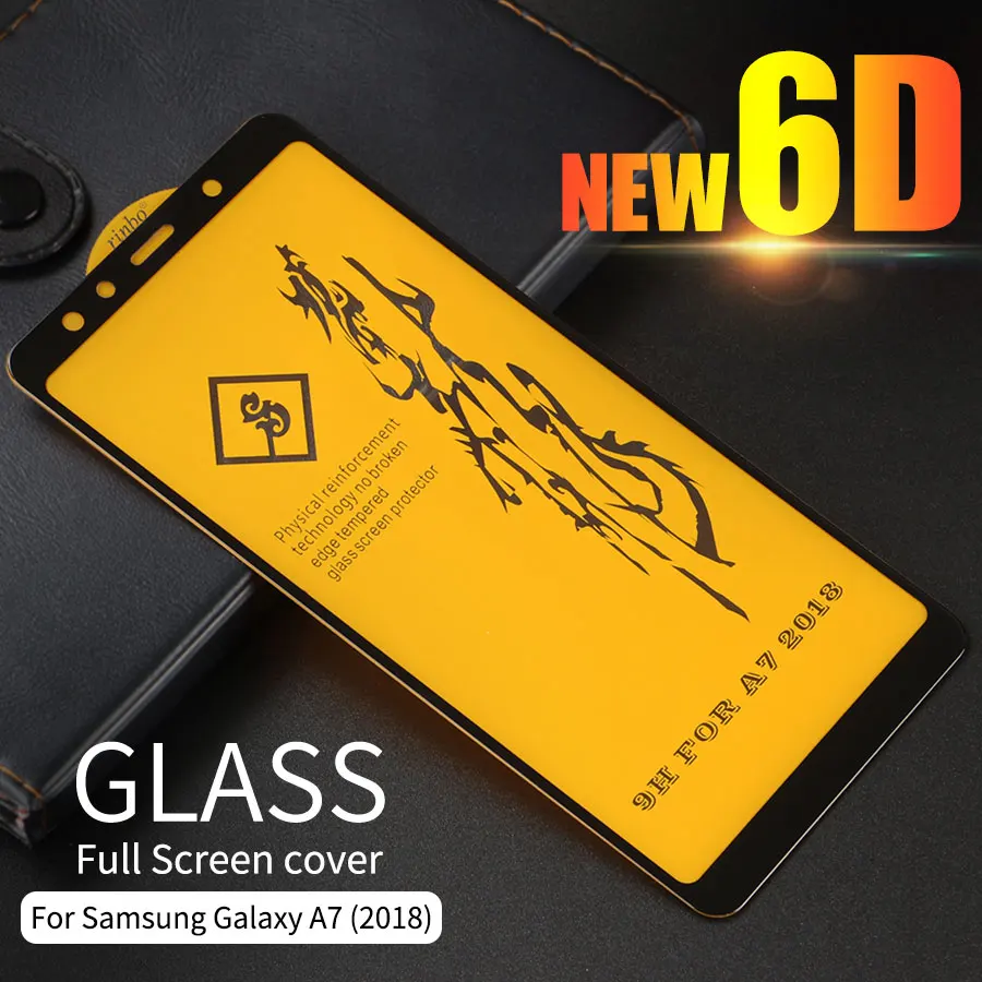 6D Full Glue Tempered Glass For Samsung Galaxy A7 A9 2018 Screen Protector Film 9H Clear Ultra-thin Silk Cover | Мобильные телефоны