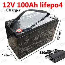 GTK водонепроницаемый аккумулятор l12V 100AH Lifepo4 с 100A BMS для водонагревателя на солнечных батареях, дома на колесах, Лодка ATV RV UPS+ 10А зарядное устройство