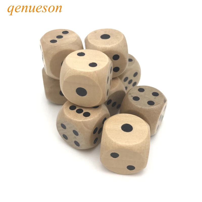 

High Quality 9Pcs 20mm Wooden Dice Solid Wood Rounded Corner Drinking Dice Children Interesting Teaching Point Dice Set qenueson