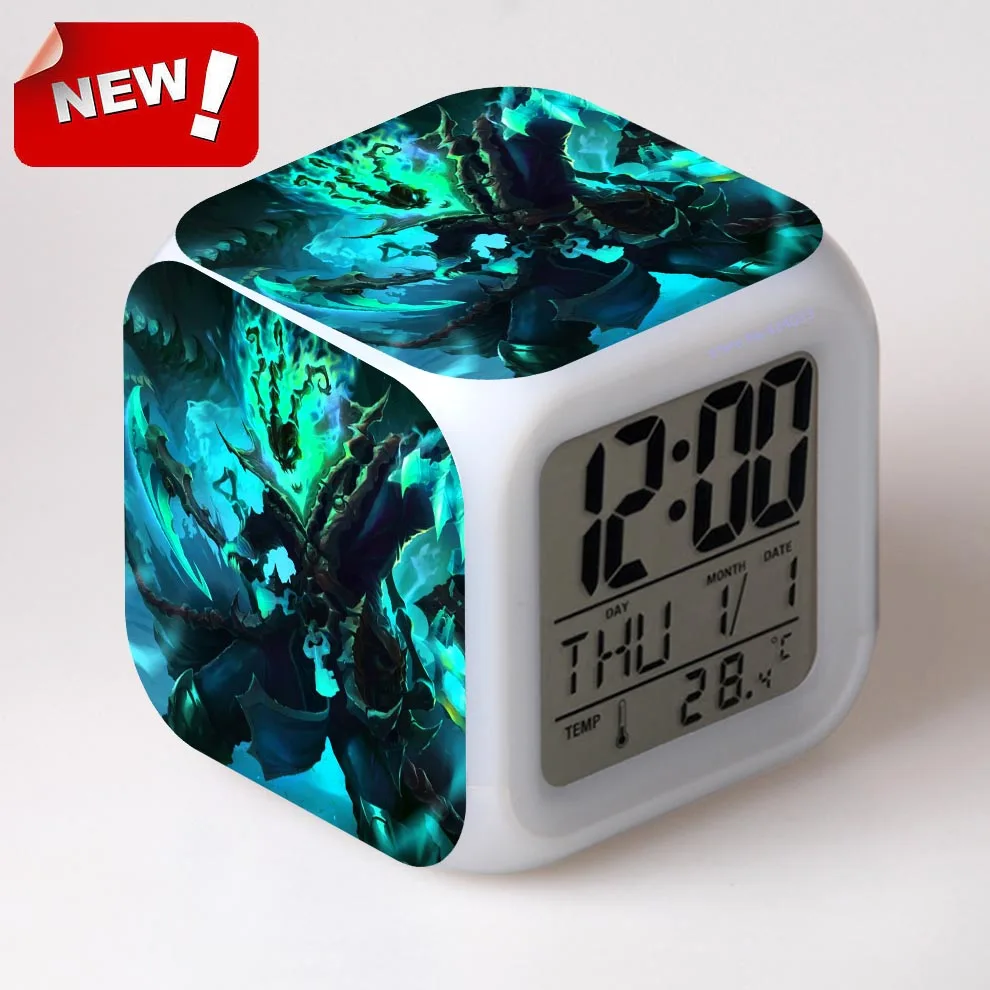 

The Chain Warden Thresh LOL Led Alarm Clock Calendar Temperature Desktop Digital Clocks Table Backlight Light Decoration