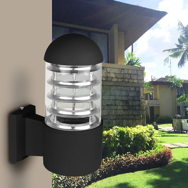 Waterproof Outdoor Lighting Aluminum Gl Lampshade Led Wall Light Waterproof Outdoor Lighting Aluminum Gl Lampshade Led Wall Light Fixtures Ip65 Lamp E27 Socket Ac