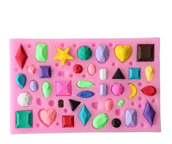 

5pcs Gem Set Instant Fondant Silicone Cake Dessert Chocolate Mold Mould For Making Sugar Cake Baking Decorate Tool