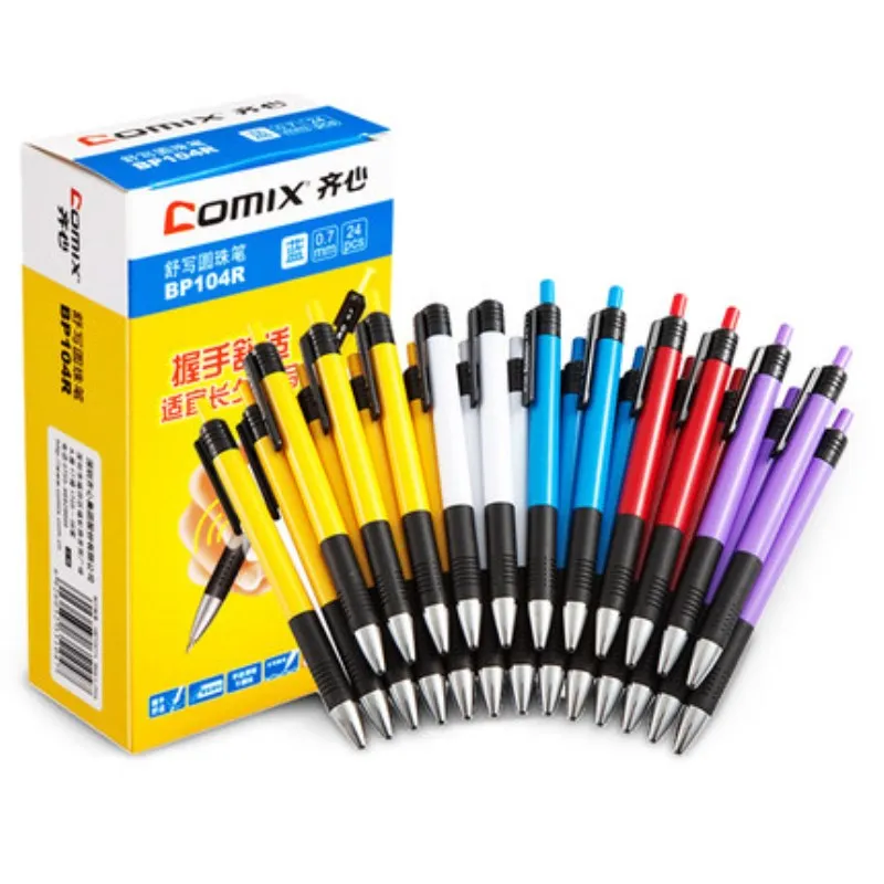 

24 pcs / lot blue ink color ballpoint pen 0.7 mm roller ball classical office pens stationery school supplies