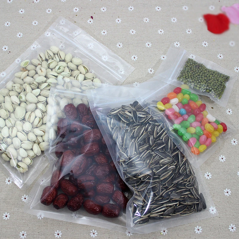 100pcs Zip lock Transparent Pouch Clear Plastic bag for Candy Cereals