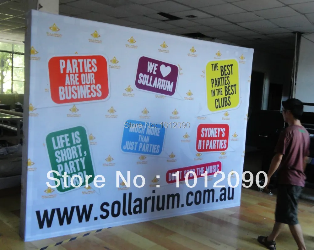 

Custom Print portable tension fabric pop-up backwall display (free printing)