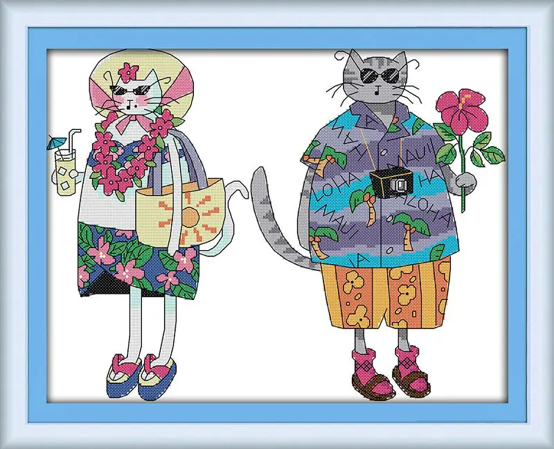 

Fashion cat lovers Printed on Canvas DMC Counted Chinese Cross Stitch Kits printed Cross-stitch set Embroidery Needlework