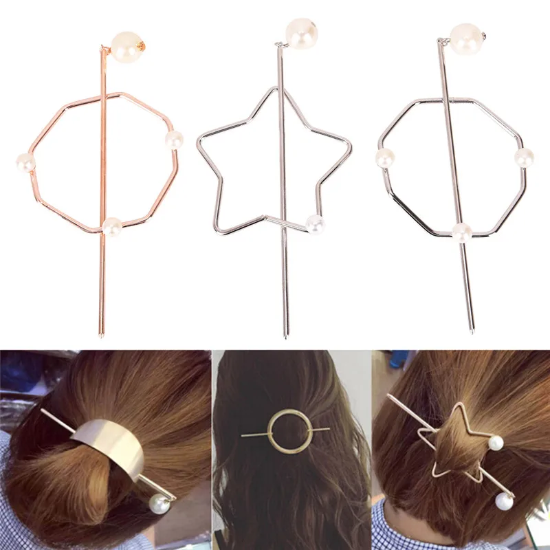 1Pc Korean Barrette Metal Hair Clips For Women Hair Accessories Silver Gold Hairpin Star Design Women Hairband Hair Holder