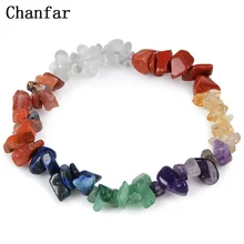 Chanfar 8Styles Crystal Gravel Bracelet Natural Bracelet Elastic Chips Single Strand Bracelet Women Men Jewelry