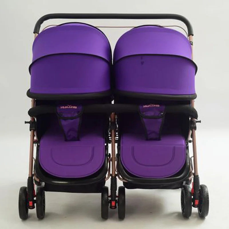 Двойная коляска, портативные коляски для близнецов, можно складывать, детская коляска для новорожденных - Цвет: 21A-4purple