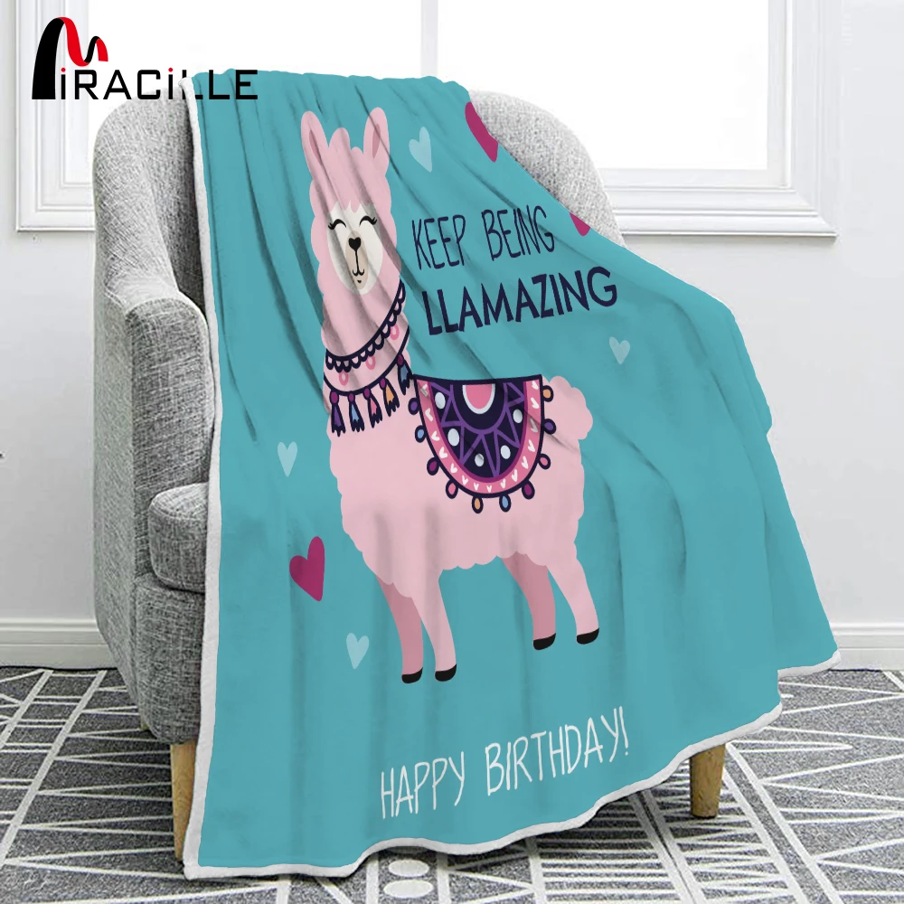 

Miracille Cute Cartoon Alpaca Flannel Blanket For Comfortable Warm Birthday Present For Kids