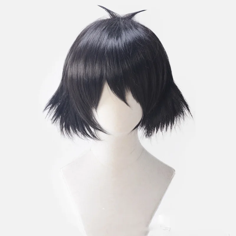 

Anime Steins Gate Ruka Urushibara Shiina Mayuri Cosplay Wig Black Short Curly Halloween Synthetic Hair +Wig Cap