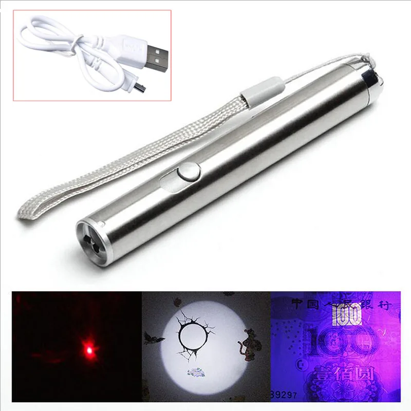 

Waterproof Stainless Steel LED USB Chargeable Flashlight Powerful Rechargeable Cree Torch Keychain Pen Flashlight Outdoor Tools