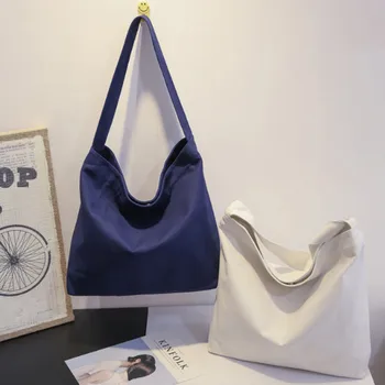 

Women's Canvas Shoulder Tote Bag Large Capacity Cotton Cloth Shopping Bags Female School Handbag