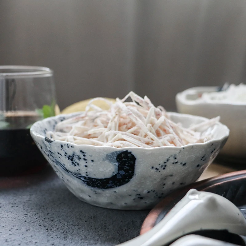 

NIMITME Japanese Style 5 Inch Ceramic Rice Bowl Rice Breakfast Salad Small Soup Dessert Bowl Restaurant Tableware