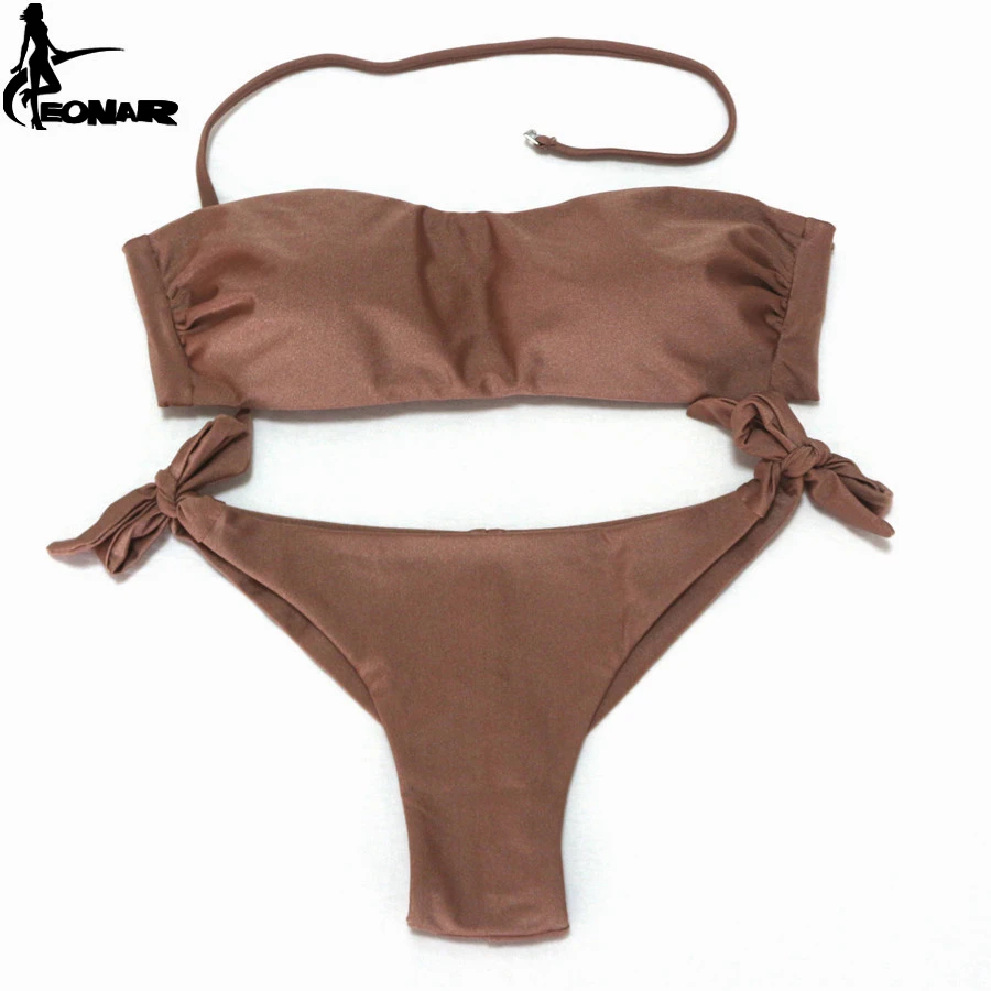 EONAR Swimsuits Women Brazilian Cut Bottom Bikini Push Up Halter Swimwear Bikini Set Maillot De Bain
