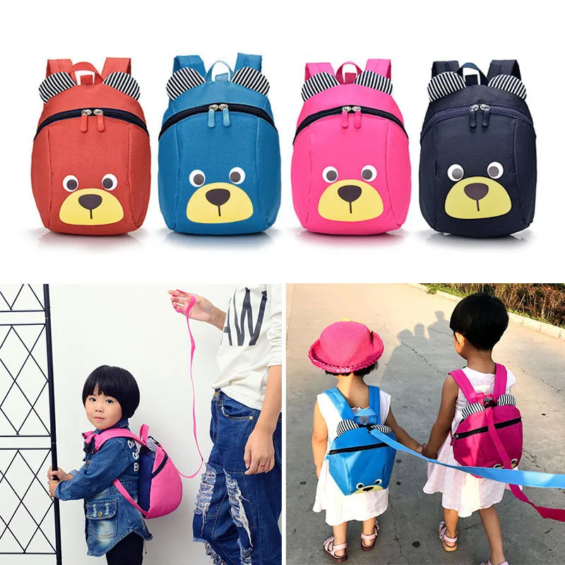 Fashion Children Backpack Anti-lost Canvas Bag Cartoon Animal Bear Pattern Kindergarten Kids Baby School Bags MUG88